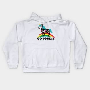 Unicorn Halloween Go to Hell Kids Hoodie